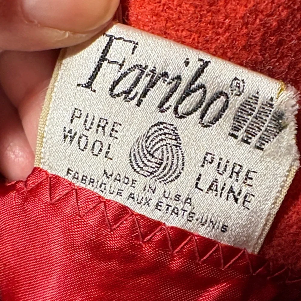 Vibrant vintage tomato Red‎ woolBlanket with Satin Trim bag b69